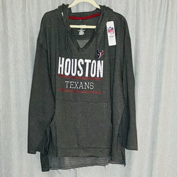Team Apparel Tops - NWT Houston Texans NFL‎ Apparel Raw Hem Hoodie Gray Sweatshirt Women’s Plus 3X